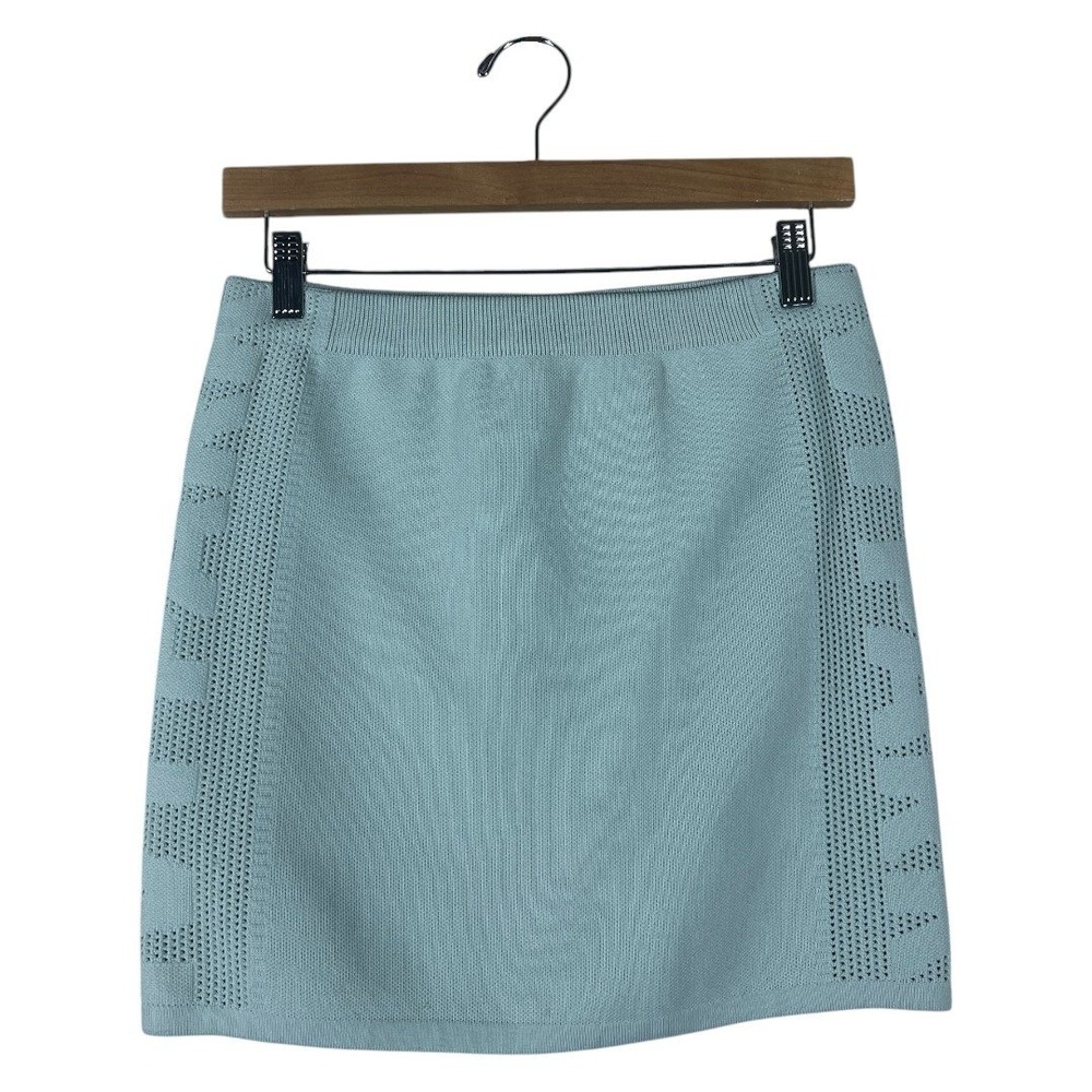 Adidas Ivy Park Monogram Knit Mini Skirt Light Blue Sporty Chic Size S